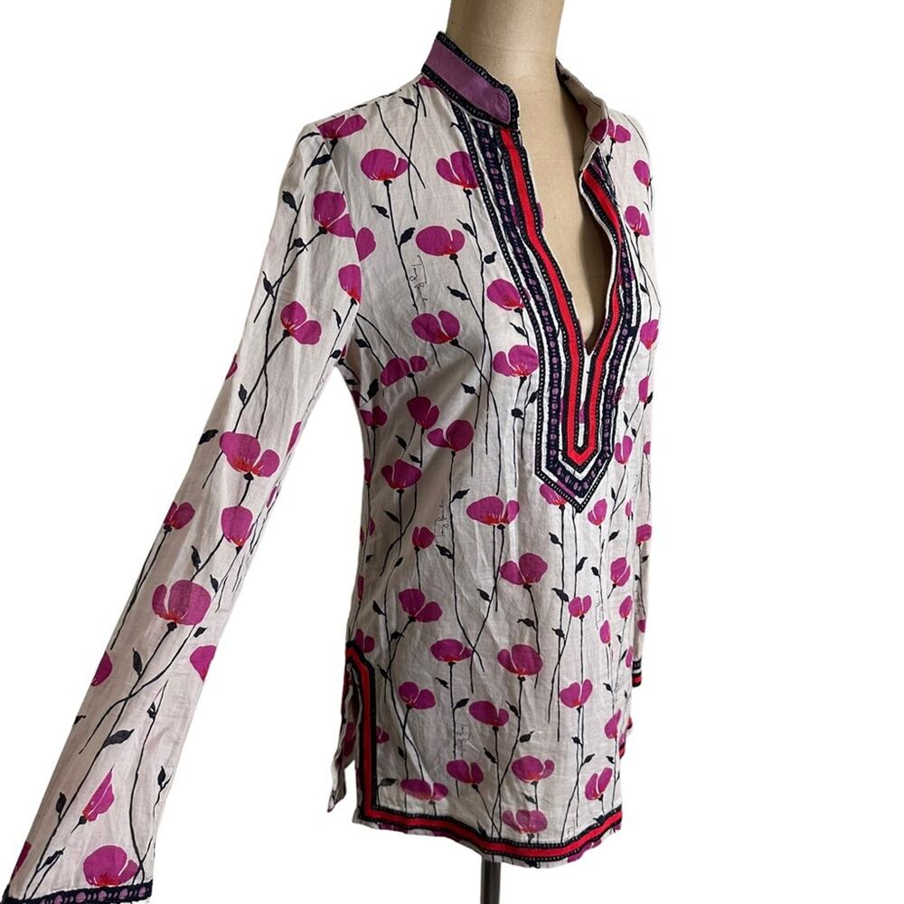 Tory Burch Red and White Floral Tunic - Picture 4 of 9